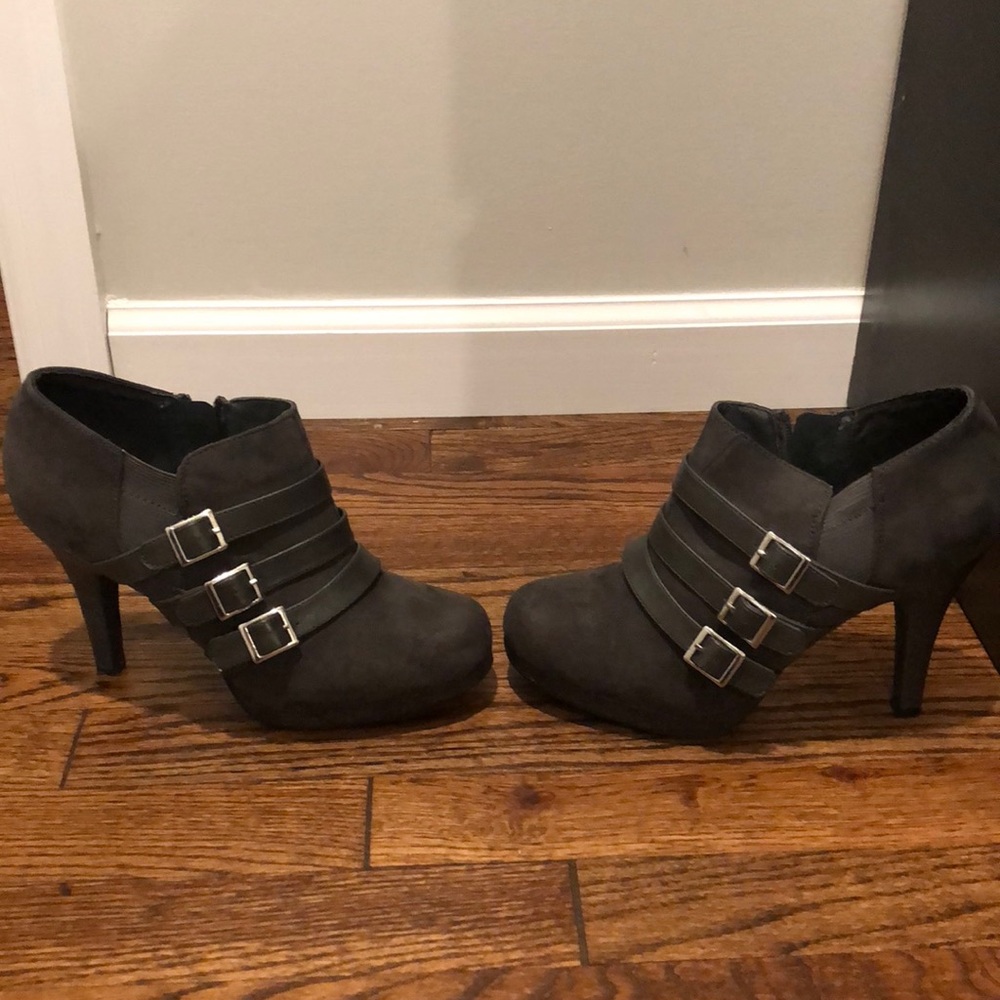 Grey suede booties
